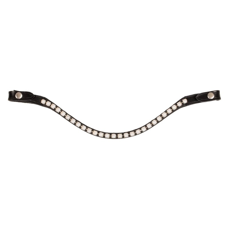 Acavallo Frontalino pelle vitello perle - Nero - colore cristalli Crystal White