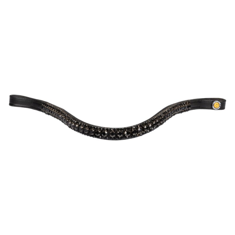 Equestro Frontalino con tripla fila di cristalli Nero