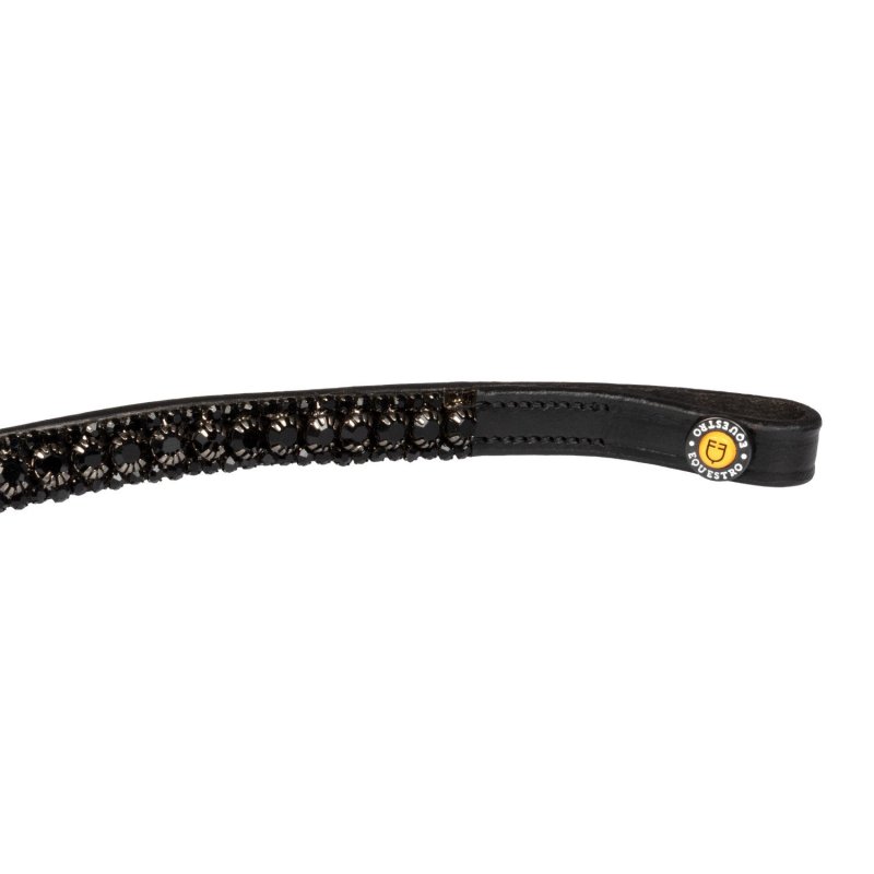 Equestro Frontalino con tripla fila di cristalli Nero