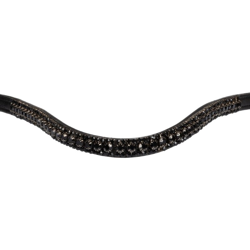 Equestro Frontalino con tripla fila di cristalli Nero