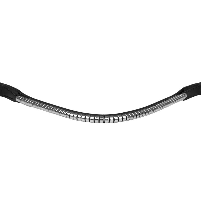 Equestro Frontalino in cuoio con Clincher argento - Nero