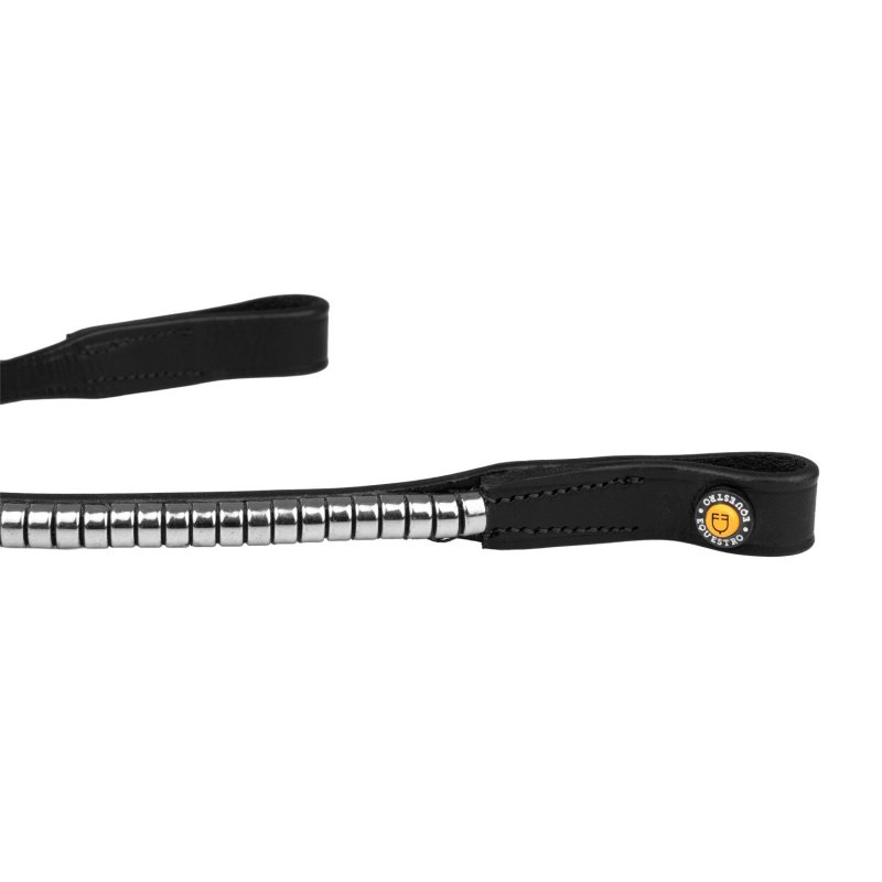 Equestro Frontalino in cuoio con Clincher argento - Nero
