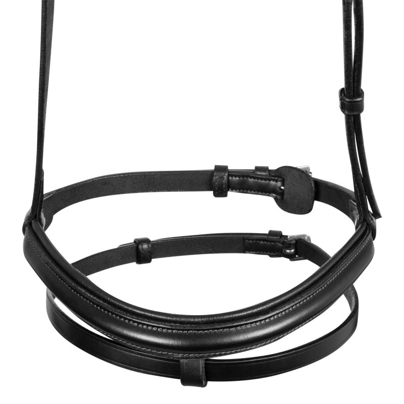 Equestro Capezzina in cuoio con chiudibocca removibile - Nero