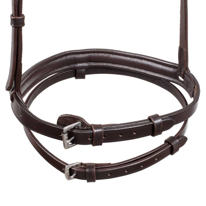 Equestro Capezzina in cuoio con chiudibocca removibile - Testa di moro