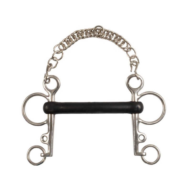 Umbria Equitazione Pelham inox intero aste corte gomma rigida