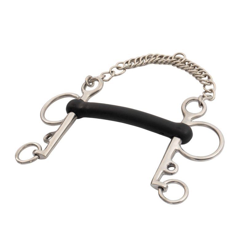 Umbria Equitazione Pelham inox intero aste corte gomma rigida