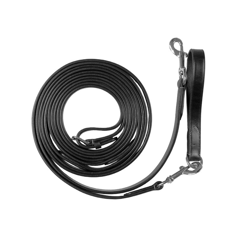 Equestro Redini di ritorno in cuoio - Nero