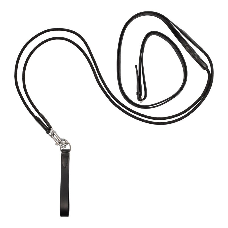 Equestro Redini di ritorno in nylon e cuoio doppiato - Nero