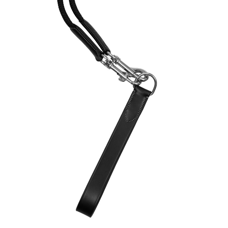 Equestro Redini di ritorno in nylon e cuoio doppiato - Nero