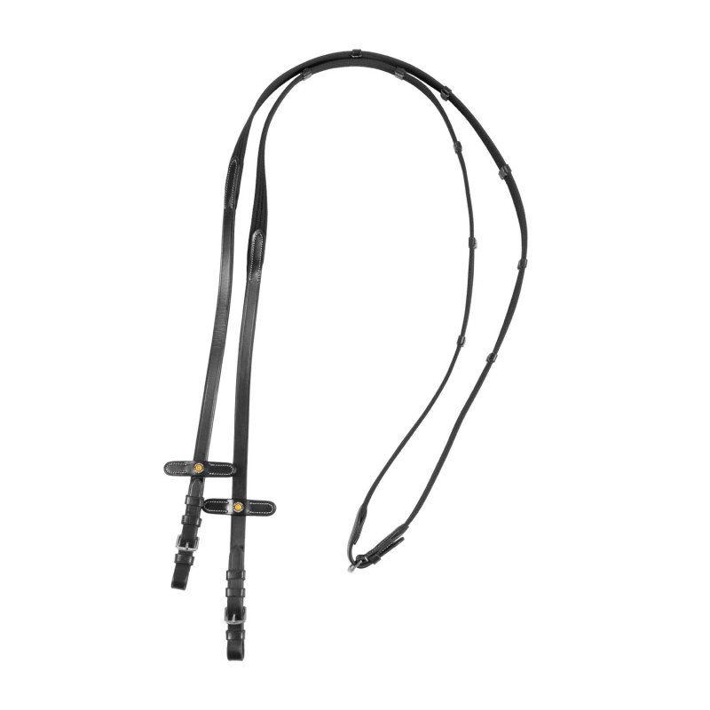 Equestro Redini in cuoio con cinghia - Nero