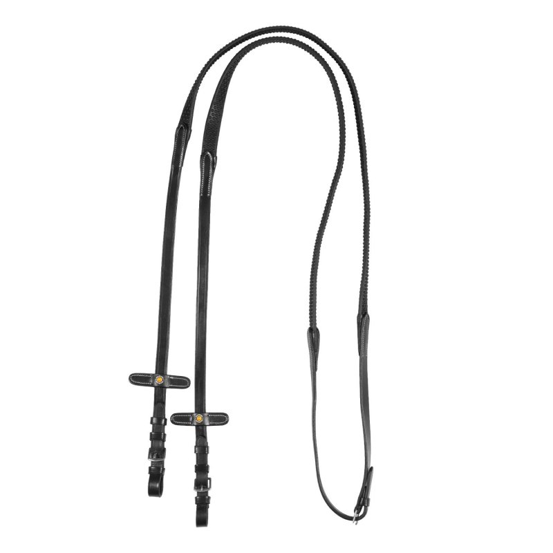 Equestro Redini in cuoio con Grip gommato - Nero