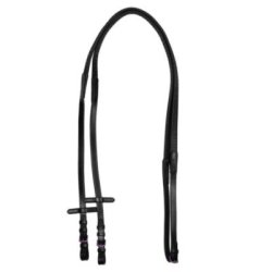 Equestro Redini in cuoio e gomma con fibbie viola Nero