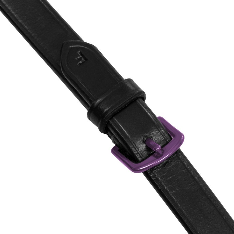 Equestro Redini in cuoio e gomma con fibbie viola Nero