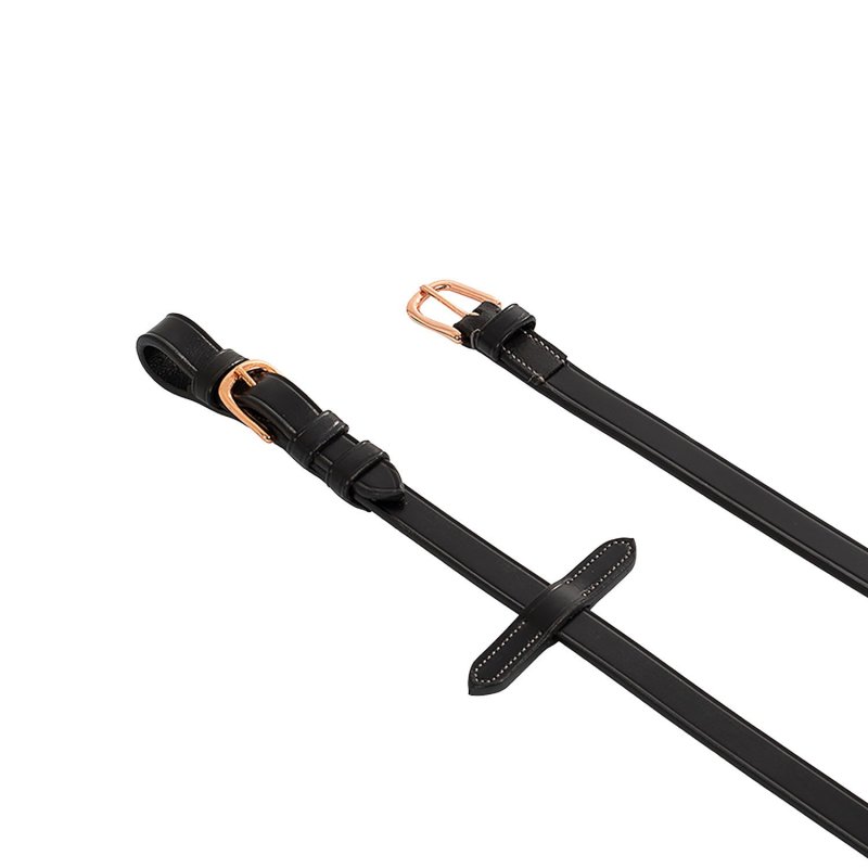Equestro Redini in cuoio e gomma con fibbie oro rosa - Nero