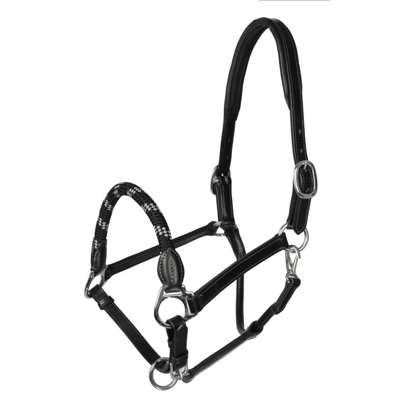 Acavallo Cavezza pelle anatomica nasalina in corda - Nero