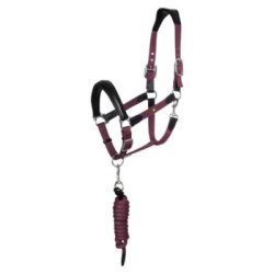 Equestro Cavezza ergonomica con inserti in cuoio - Nero/Bordeaux