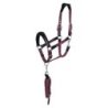 Equestro Cavezza ergonomica con inserti in cuoio - Nero/Bordeaux