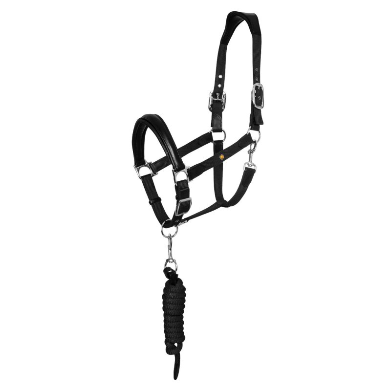 Equestro Cavezza ergonomica con inserti in cuoio - Nero