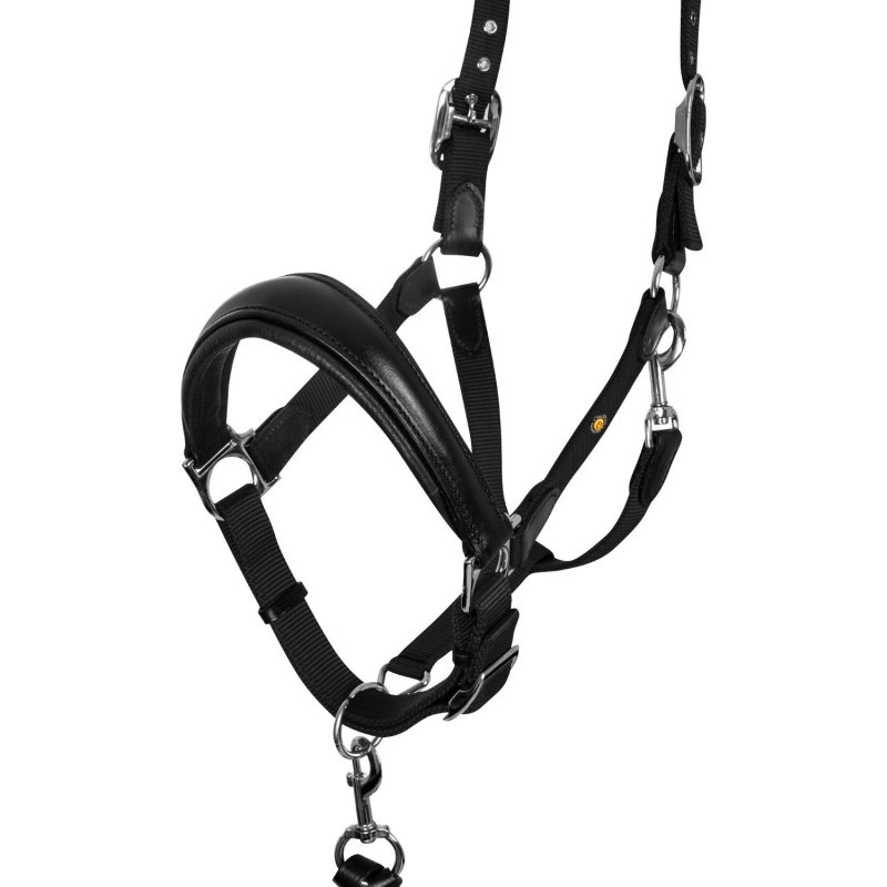 Equestro Cavezza ergonomica con inserti in cuoio - Nero
