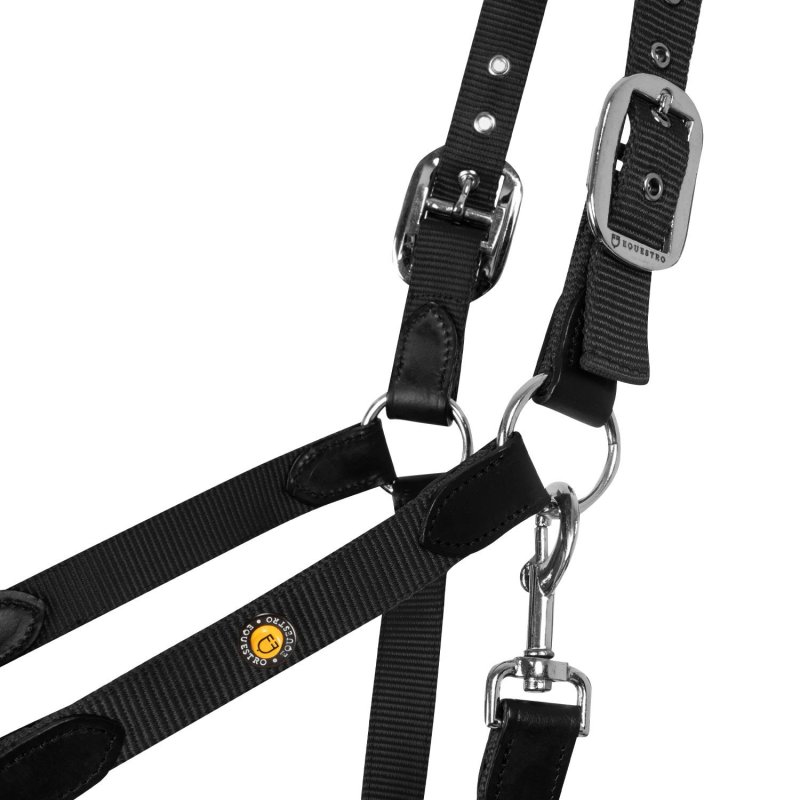 Equestro Cavezza ergonomica con inserti in cuoio - Nero