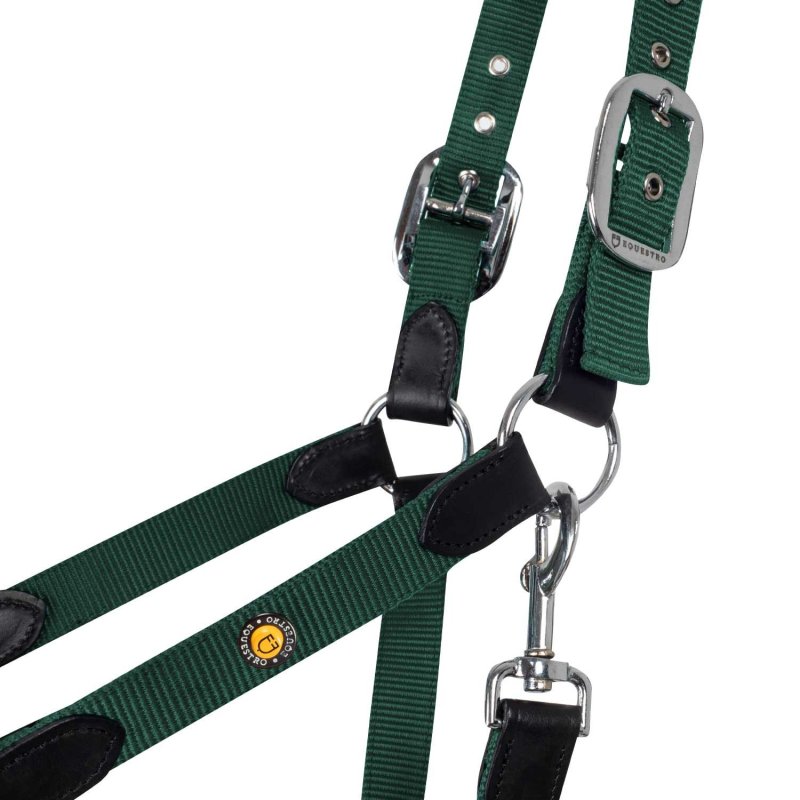 Equestro Cavezza ergonomica con inserti in cuoio - Nero/Verde scuro