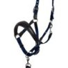 Equestro Cavezza ergonomica con inserti in cuoio - Nero/Blu navy