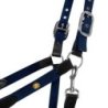 Equestro Cavezza ergonomica con inserti in cuoio - Nero/Blu navy