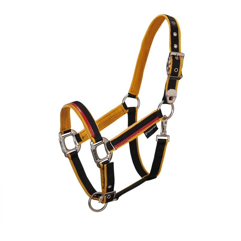 Equestro Cavezza con doppia regolazione - Nero/Rosso/Giallo