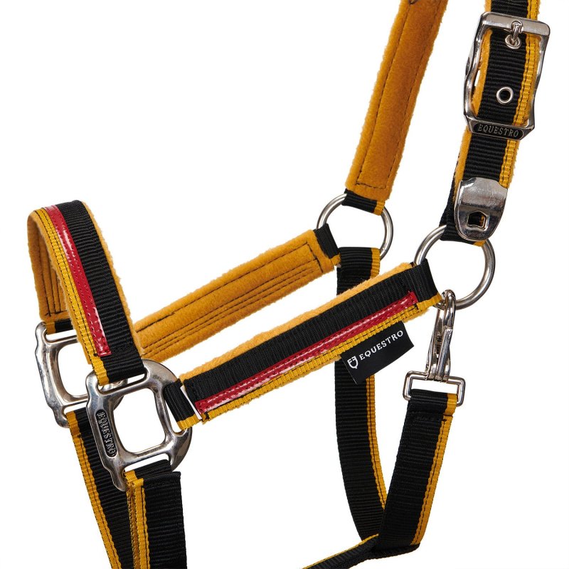 Equestro Cavezza con doppia regolazione - Nero/Rosso/Giallo
