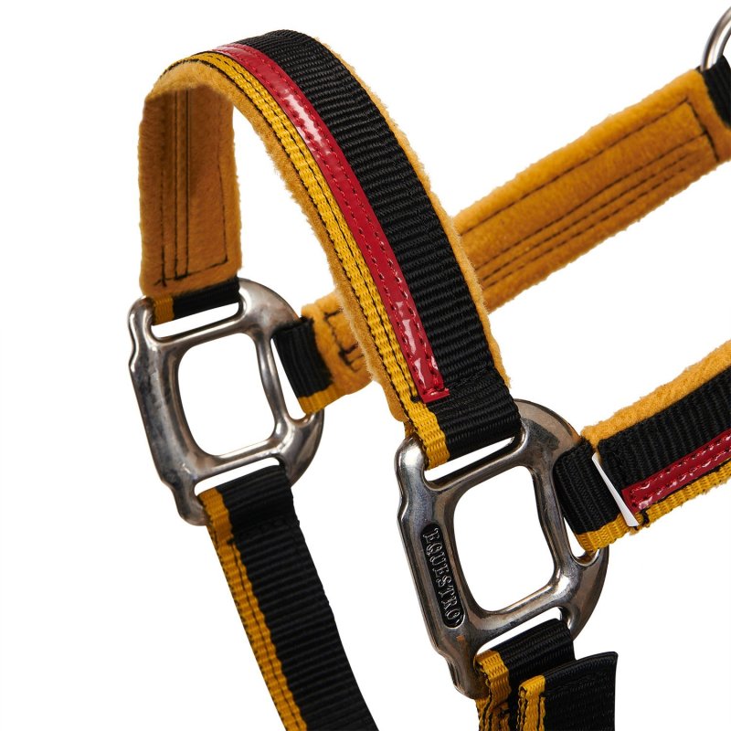 Equestro Cavezza con doppia regolazione - Nero/Rosso/Giallo