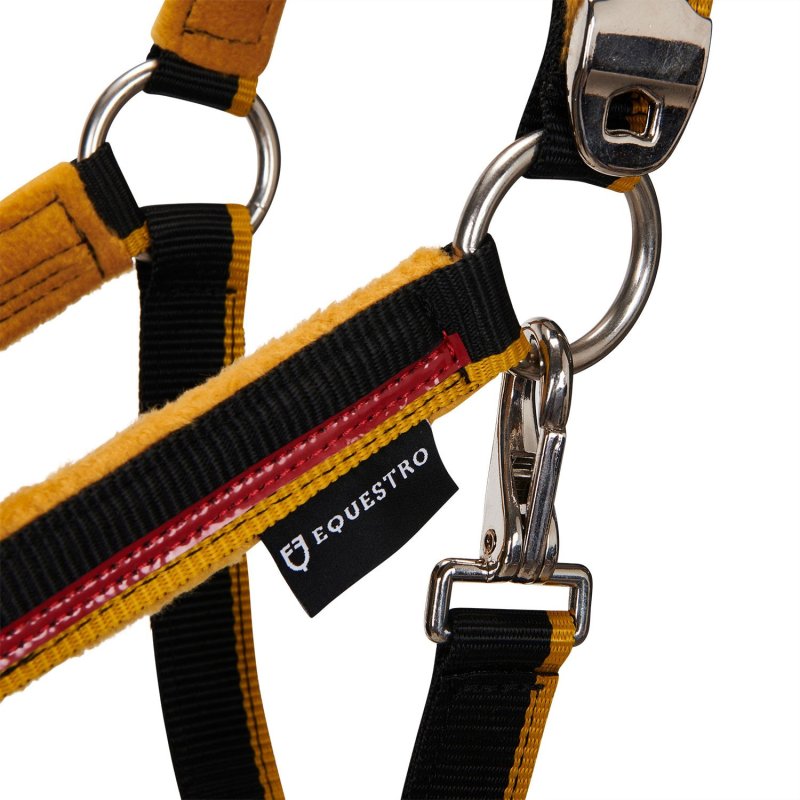 Equestro Cavezza con doppia regolazione - Nero/Rosso/Giallo
