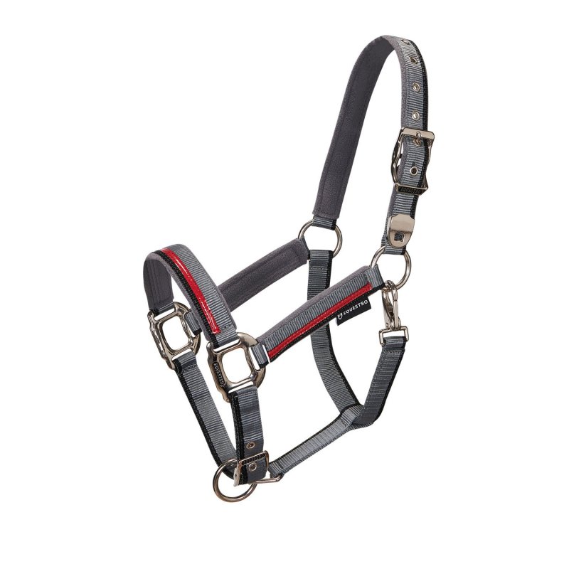 Equestro Cavezza con doppia regolazione - Grigio/Rosso/Nero