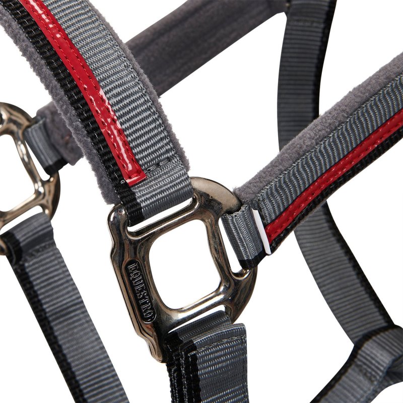 Equestro Cavezza con doppia regolazione - Grigio/Rosso/Nero