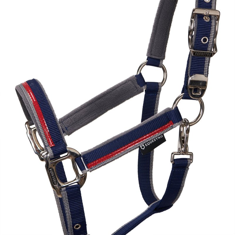 Equestro Cavezza con doppia regolazione - Blu navy/Rosso/Grigio