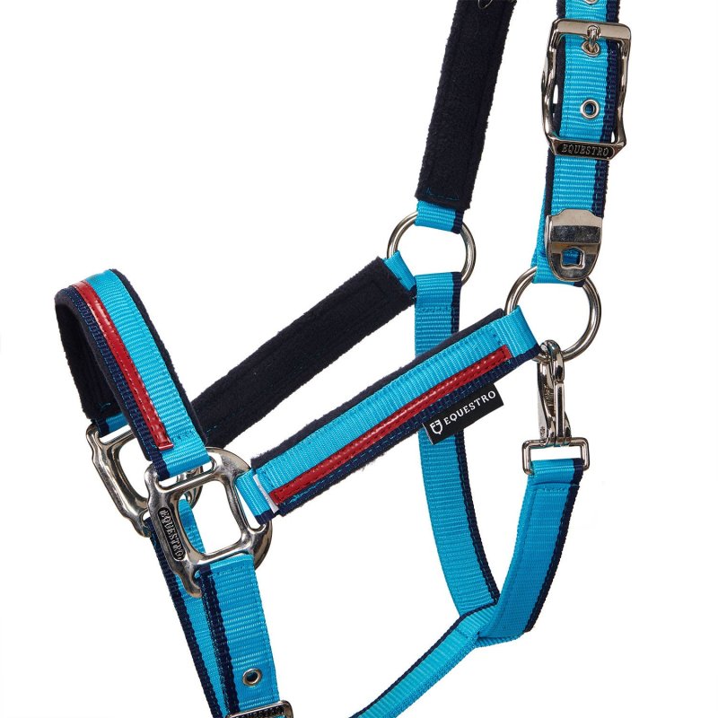 Equestro Cavezza con doppia regolazione - Turchese/Rosso/Blu navy