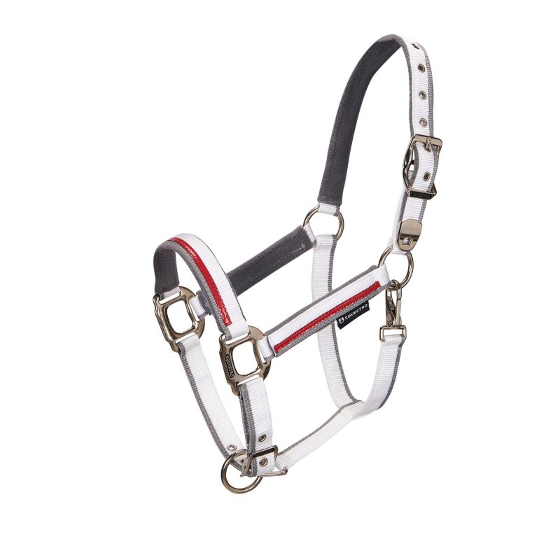 Equestro Cavezza con doppia regolazione - Bianco/Rosso/Grigio