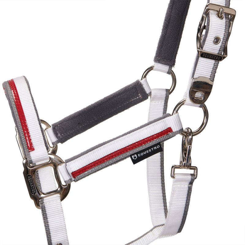 Equestro Cavezza con doppia regolazione - Bianco/Rosso/Grigio