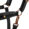 Equestro Cavezza cuoio lucido fibbie rose gold - Nero