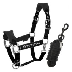 Equestro Cavezza doppia regolazione lunghina coordinata - Nero