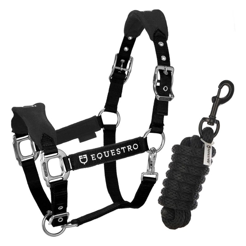 Equestro Cavezza doppia regolazione lunghina coordinata - Nero