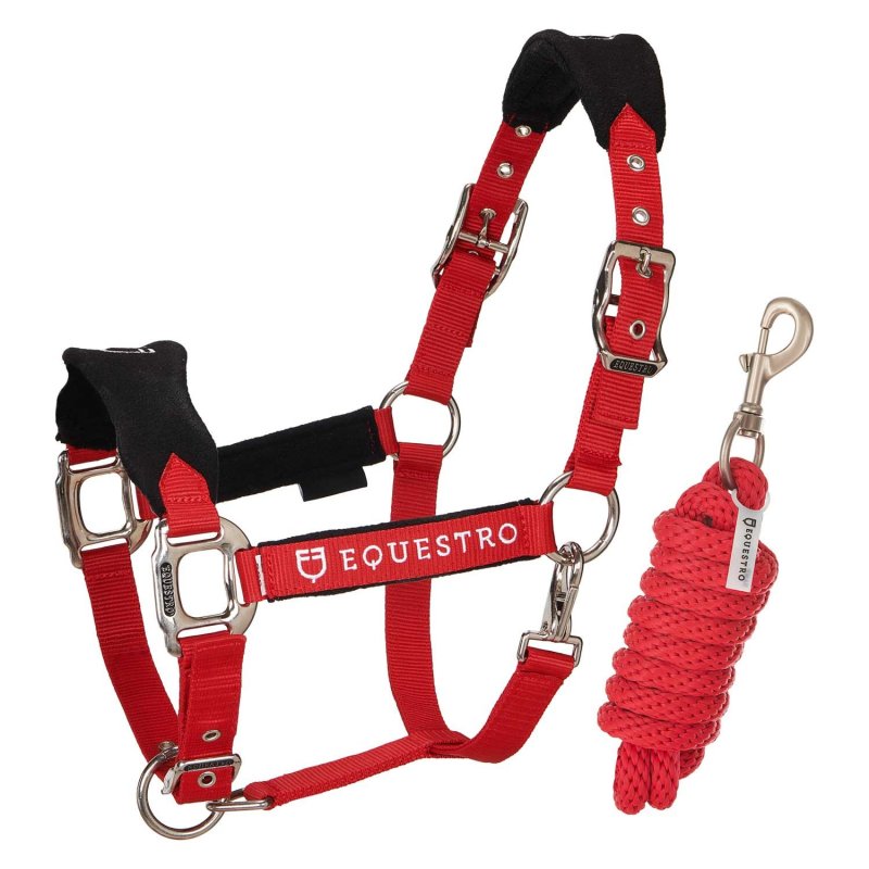 Equestro Cavezza doppia regolazione lunghina coordinata - Rosso