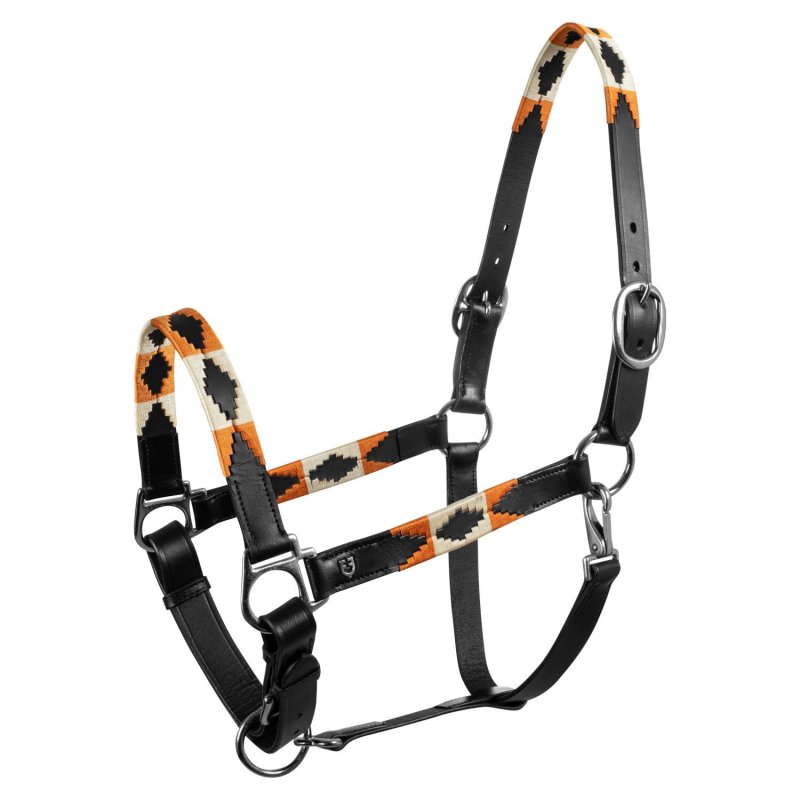 Equestro Cavezza in cuoio con decorazioni Navajo - Nero