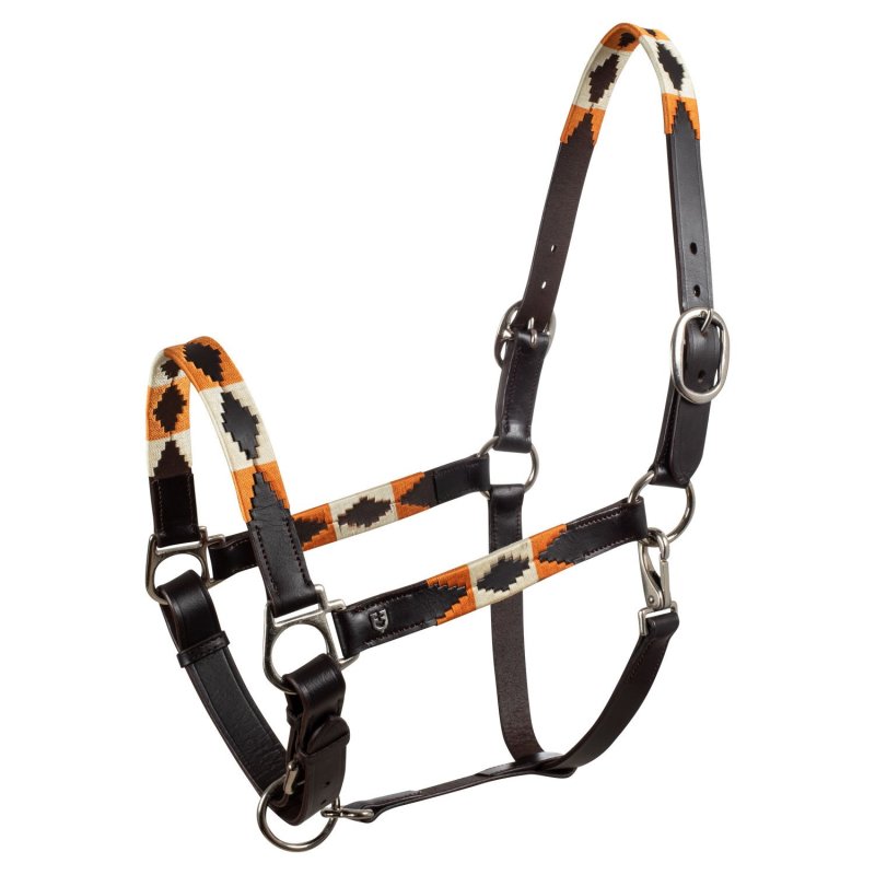 Equestro Cavezza in cuoio con decorazioni Navajo - Testa di moro