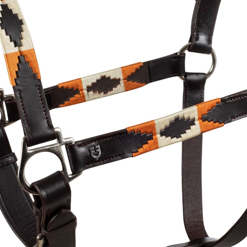 Equestro Cavezza in cuoio con decorazioni Navajo - Testa di moro