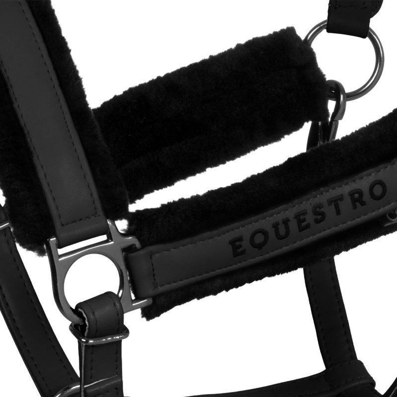 Equestro Cavezza con imbottitura in montone sintetico - Nero