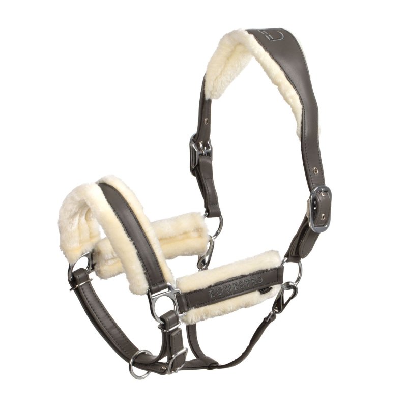 Equestro Cavezza con imbottitura in montone sintetico - Grigio