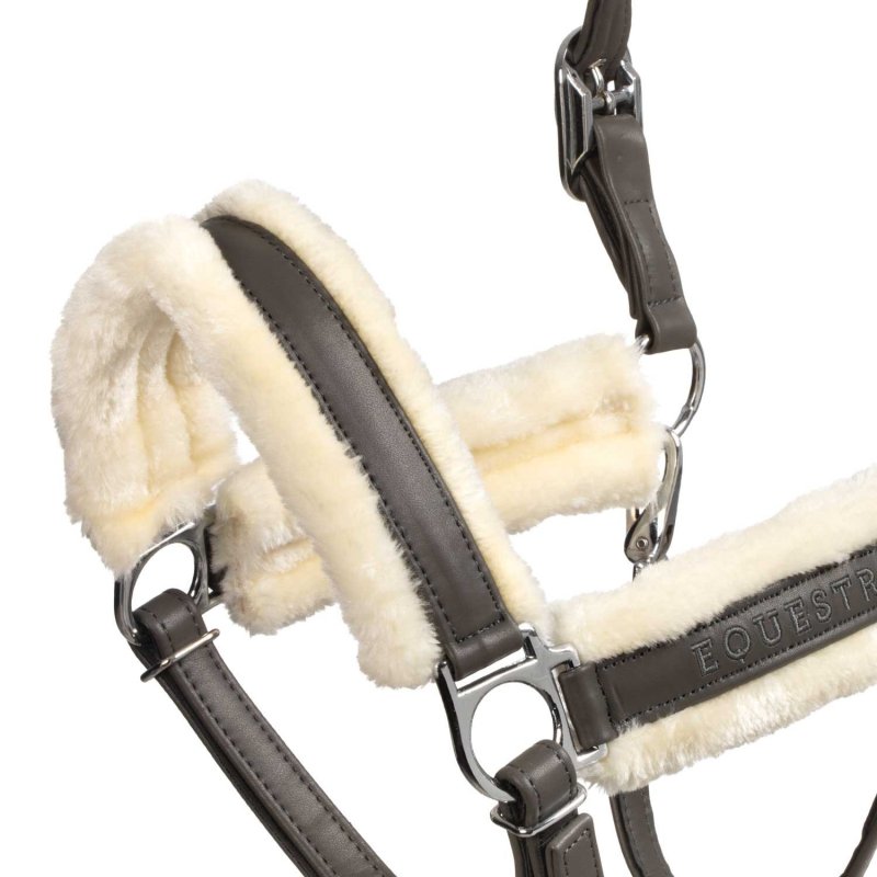 Equestro Cavezza con imbottitura in montone sintetico - Grigio
