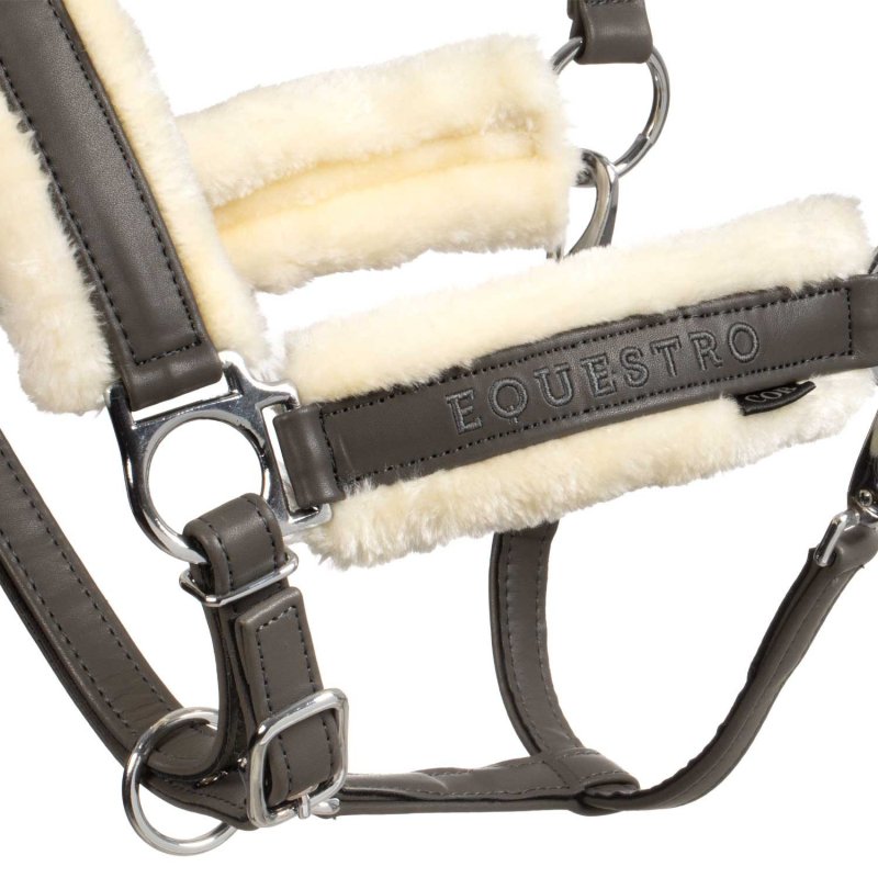 Equestro Cavezza con imbottitura in montone sintetico - Grigio