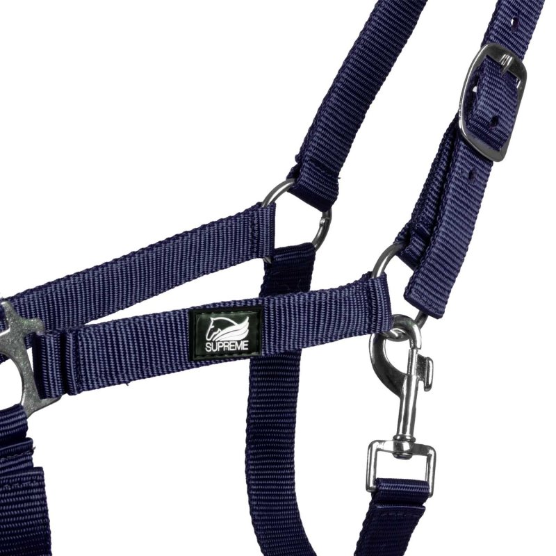 Supreme Cavezza puledro regolabile e moschettone - Blu navy