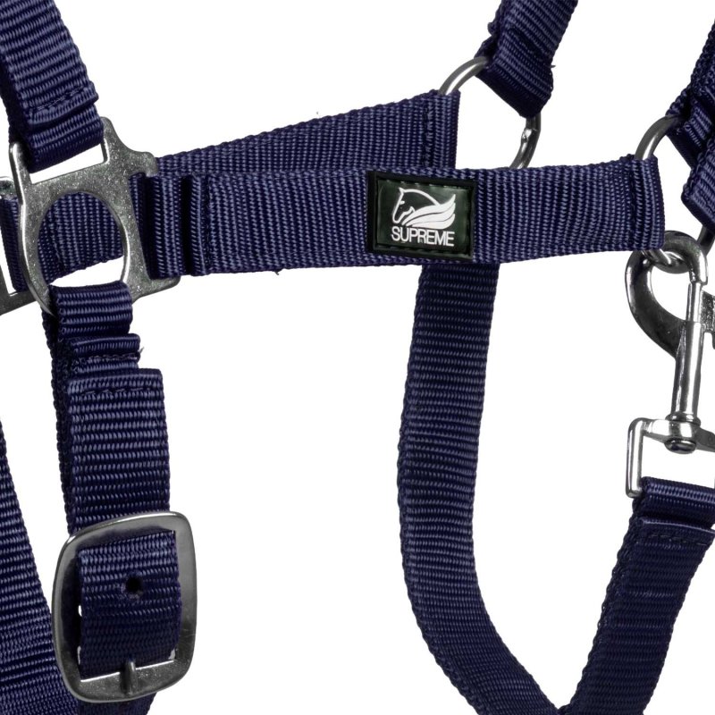 Supreme Cavezza puledro regolabile e moschettone - Blu navy